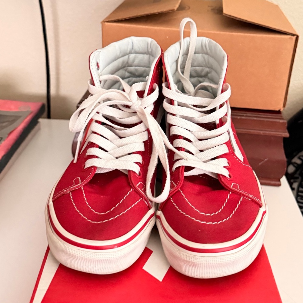 Vans Red and White Sneakers